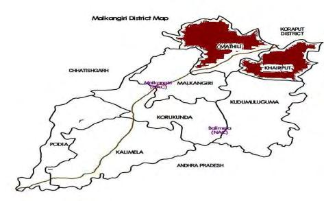 Tahasil GP Villages 1 Koraput 8807 14 14 2 14 226 2028 2 Malkangiri 5791 7 7 1 7 108 1045 3 Nawarangpur 5291 10 10 1
