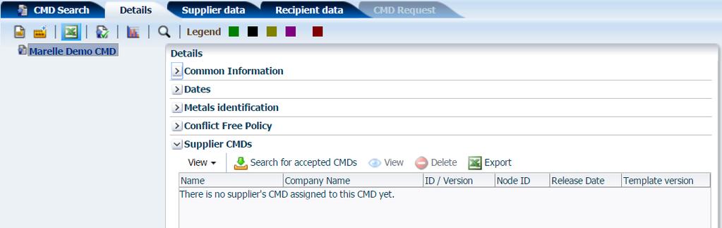 Adding Smelters From Suppliers CMD Details Supplier CMDs In Details at right, locate the Supplier CMDs pane and expand it.