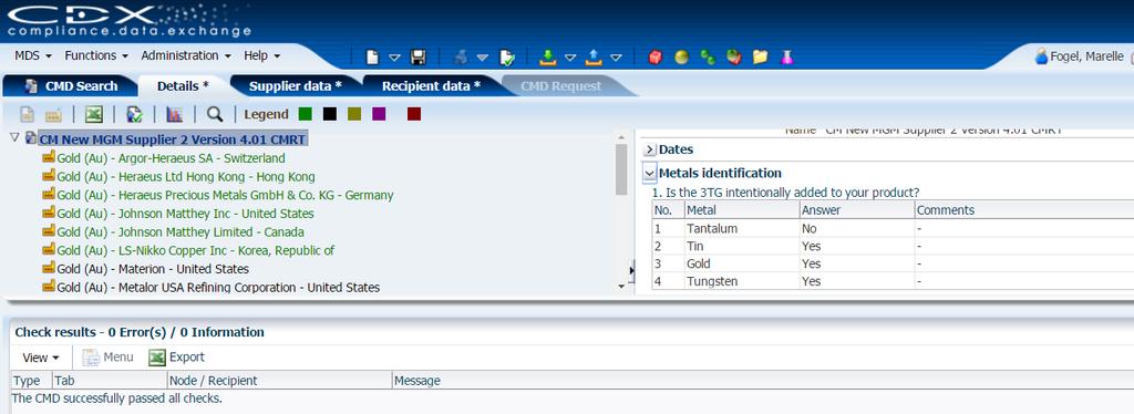 Import Non-CDX Submissions Save Supplier Submission The CMD is displayed when the import is complete.