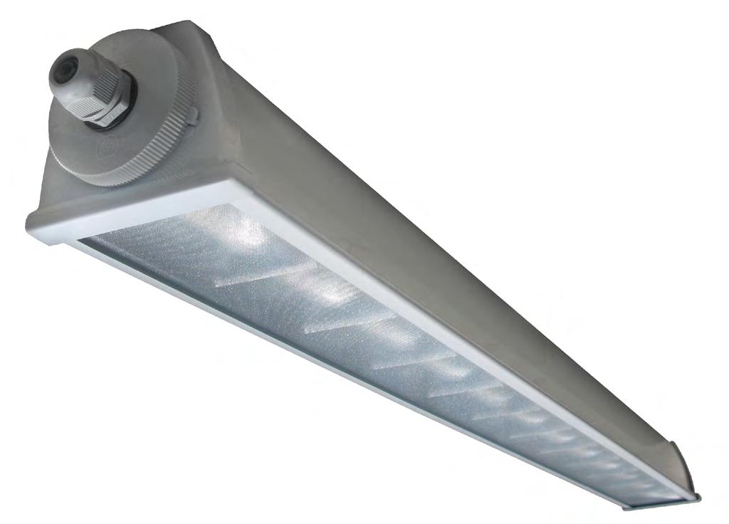 FEATURES + BENEFITS 24ga rolled steel, high pressure static powder coating High performance optics Added durability for installations in special environments Micro-prismatic light distribution