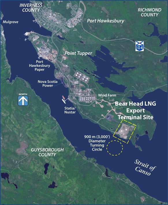 Bear Head LNG Advantages Strait of Canso location: Naturally deep water, sheltered and icefree, turning basin immediately in front of site; No dredging required; No wave, current or tide