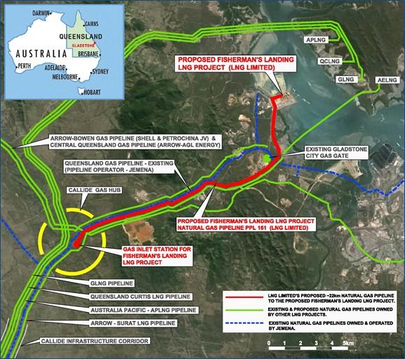 Fisherman s Landing LNG Project at Gladstone, Queensland, Australia (cont d) Gas Transmission to the Project Natural gas from the Tri-Star, and other gas tenures, could