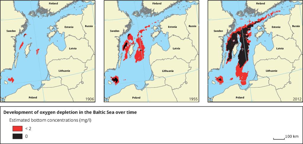 HadISST1, CMEMS Ocean dead zones (Baltic Sea, 1906 2012) ph Ocean acidification (1988-2014) A