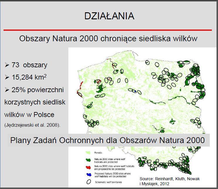 Activities Natura 2000 sites protecting the wolves habitats 73 sites Area of 15284 km² 25% of