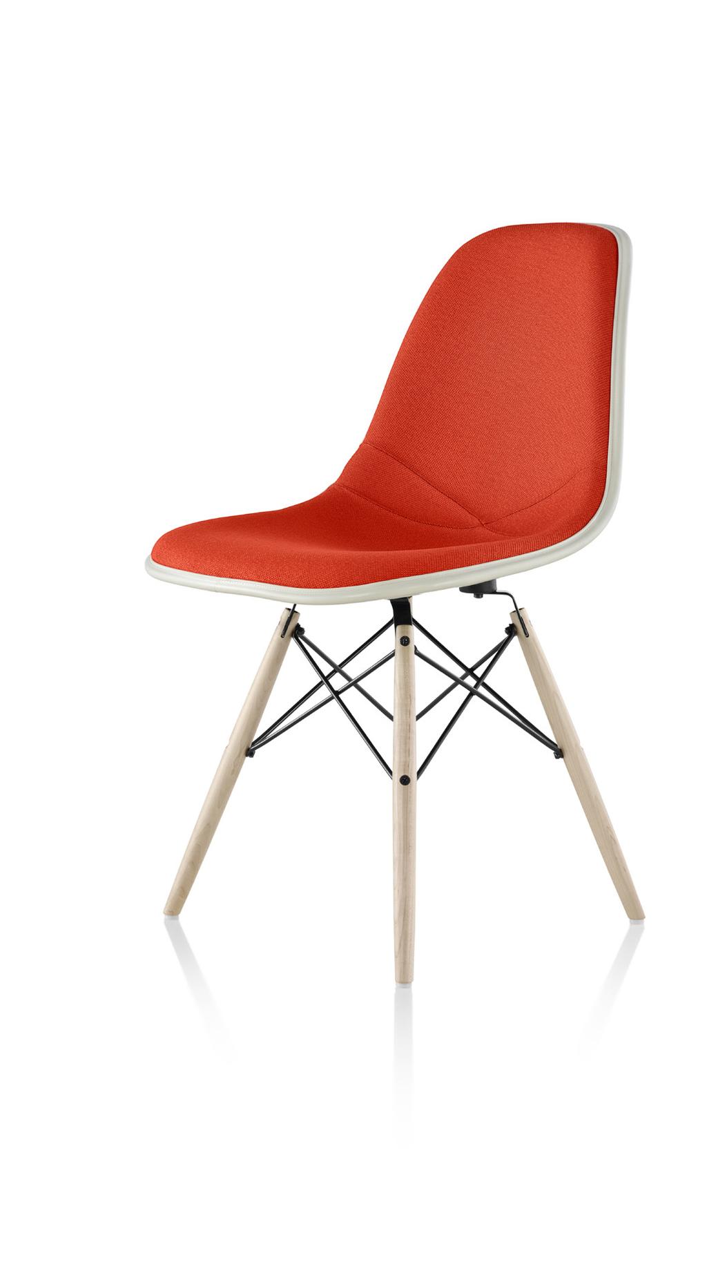 Eames Upholstered Molded Fiberglass Side Chair Dowel