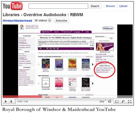 Windsor and Maidenhead, an early adopter of OverDrive s service, took an innovative approach to promotion with a step by step video how to guide on YouTube.