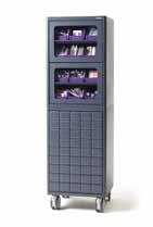 on the bottom with the drawer dimensions the same as Base Unit 45. The top 2-door /4-shelf supply cabinet has a storage capacity of 5.6 cubic feet (0.16 cubic meters). 4-door Supply Tower (D) 20.