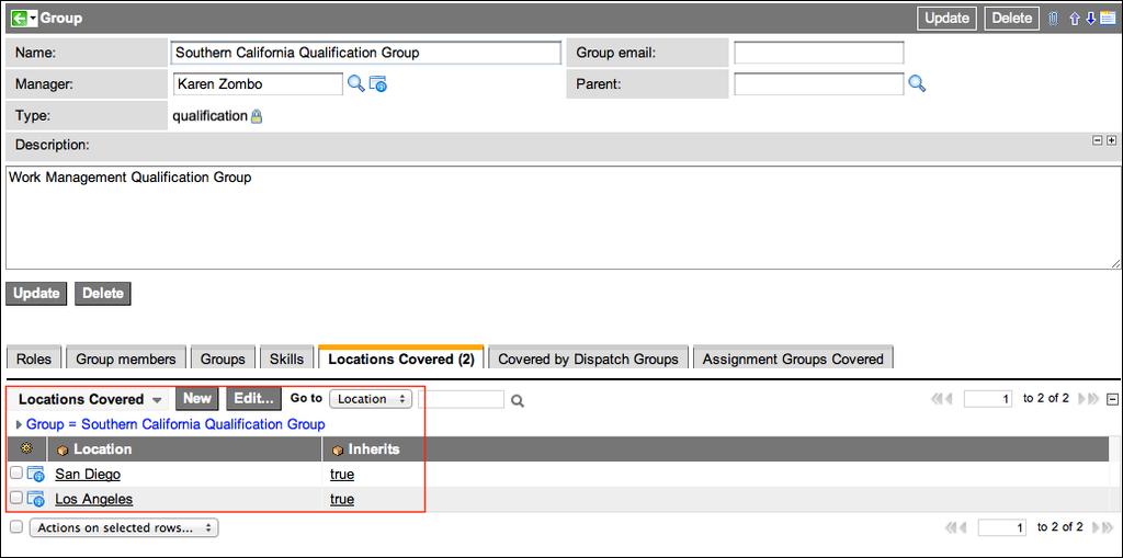 Figure 62: Qualification group There are four dispatch groups that select agents to complete work order