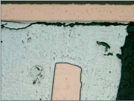Photomicrograph showing a solder joint of Sample #129,