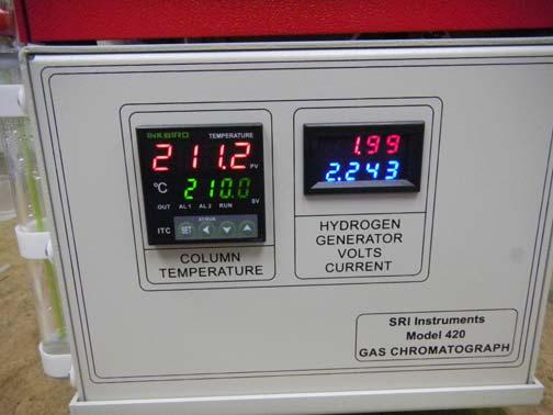 When the hydrogen generator is operating correctly the values will be as shown in the photo.