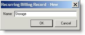 5. Press New to define a new record. The Recurring Billing Record New dialog will appear, Figure 7: Recurring Billing Record - New dialog 6.