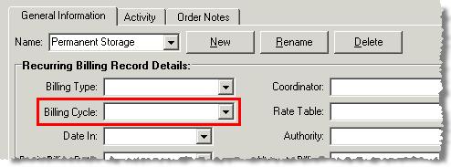 Storage Billing Cycle Type Settings User Guide to Recurring Billing and Storage Administrators can define the behavior of the billing run through the Billing Cycle Type settings.