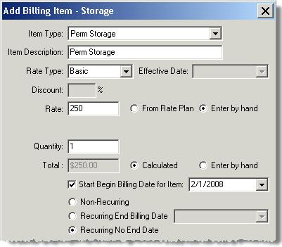 9. Click on Save to keep the storage billing record, User Guide to Recurring Billing and Storage 10.