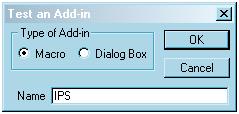 Running the Inland Port Selection Add-In Click on the test button in the GISDK Toolbox to display the Test an Add-In dialog box.
