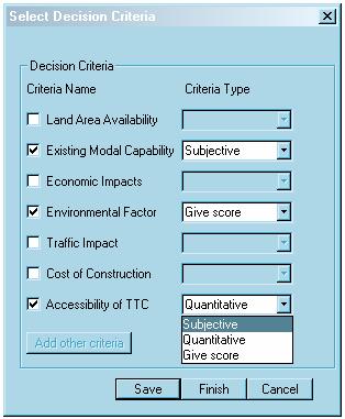 Figure A7. Select Decision Criteria Dialog Box 2.
