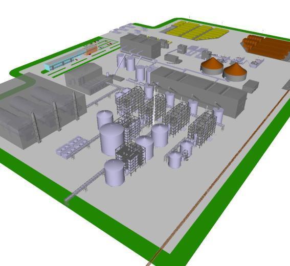 biocrack Industrial Scale - Layout Capacity: 400.000 to/y BM 60.000 to/y biofuels III II I Total Area: 235.