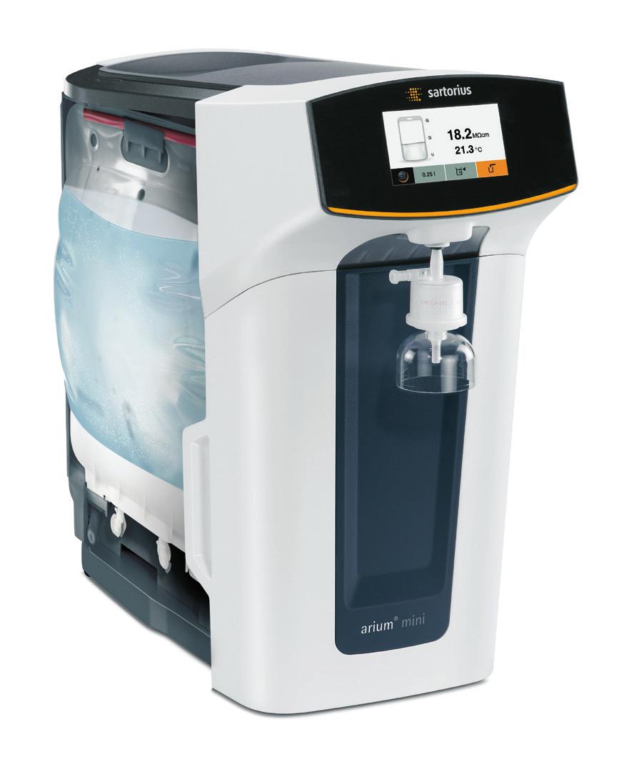 Unique bagtank technology arium mini is the only ultrapure water system with integrated bagtank technology.