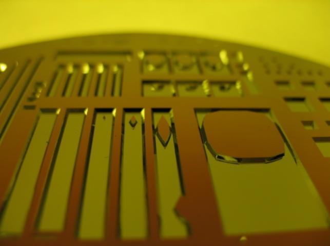 Methods: 1. Finish Bulk Silicon Etch in TMAH: Continue etching the wafers in the heated 25% TMAH bath until the final etch depth has been reached e.g. if the starting wafer thickness was 475±25µm, then the final etch depth should be roughly 430-450µm.