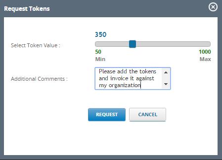 Request for Cognizant Credits (tokens) In case of diminishing credits, a request for more tokens can be placed.