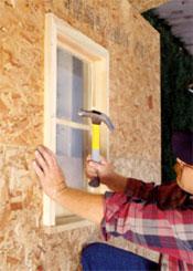 9 5) Install a Window If you'll be working in the shed, you can cut out the sheathing over a