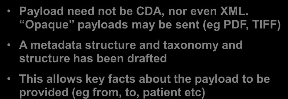 need not be CDA, nor even XML.