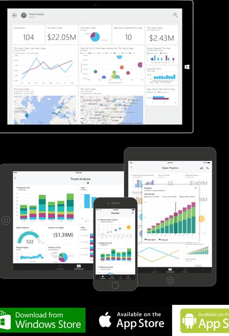 ACCESSIBILITY Access dashboards using native mobile apps for Windows, ios and Android