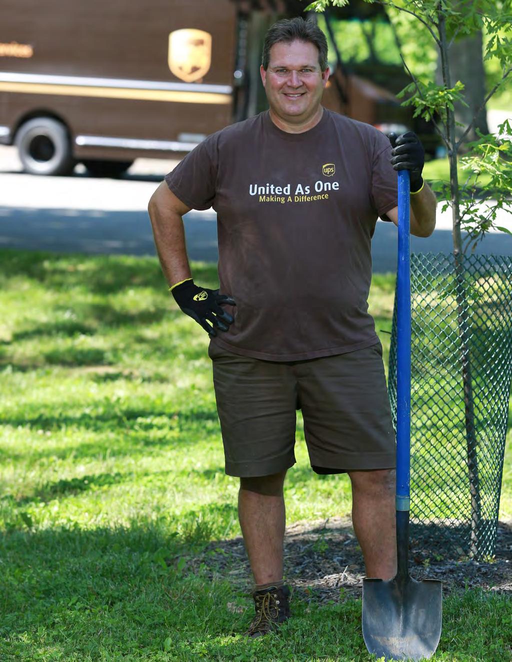 Approach & Engagement COMMITTED TO MORE Greg Schneider As a UPS Volunteer Coordinator, package car driver Greg Schneider not only plants trees each fall, but also plants seeds of enthusiasm for