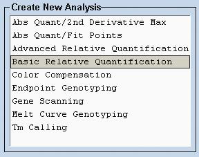 Analysis The LightCycler 480 software provides two different analysis modes for Relative Quantification approaches: Basic and Advanced analysis: The quick and easy Basic Analysis method, ideally