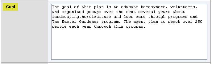 The last section requests a brief description of the specific changes you plan to achieve with your program.