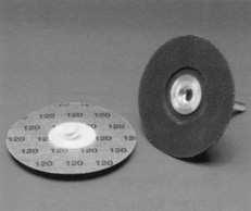 SAIT-LOK-R laminated surface conditioning discs, Cotton fiber discs Nylon threaded hub of disc twists into backing pad for secure
