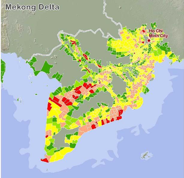 sea level rise impacts fall mainly in the Mekong River Delta, where 85% of