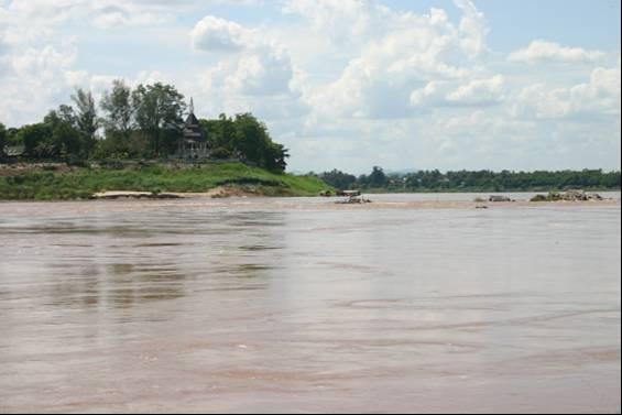 Mekong river 10 km downstream of Sanakham dam site, after border with