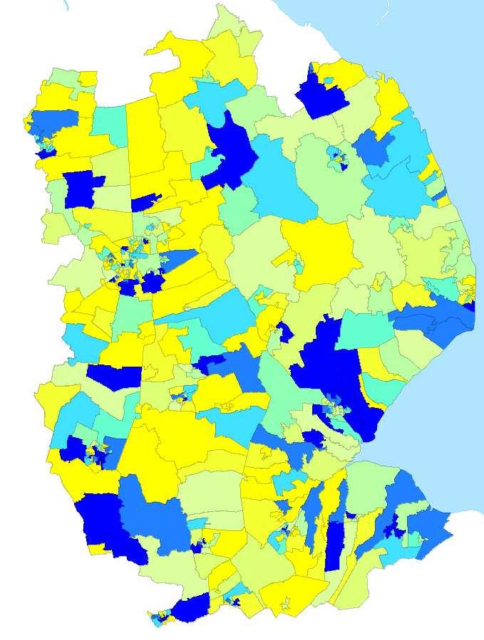 Map 4 below shows the changes in rank for each LSOA in Lincolnshire since the 2007 data release.