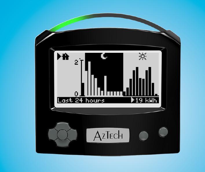 The Aztech unit displays electricity usage and cost information directly on its own display, which can be placed wherever it can be plugged in to receive power through an AC adapter.