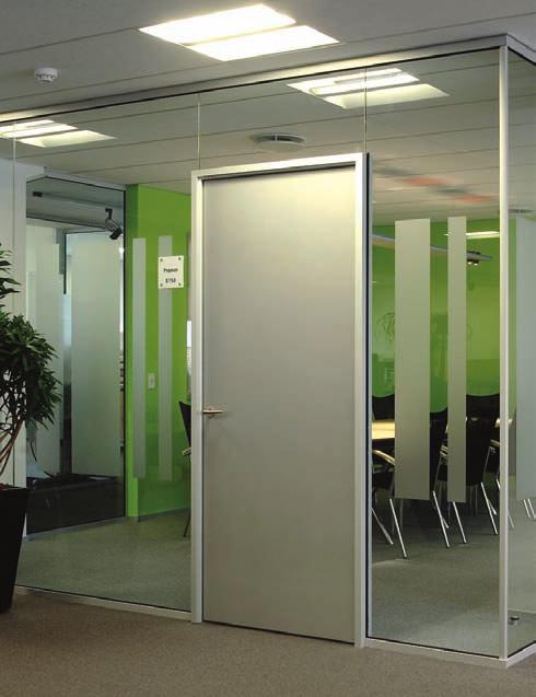 Fully glazed partitions are tested with and without doors installed.
