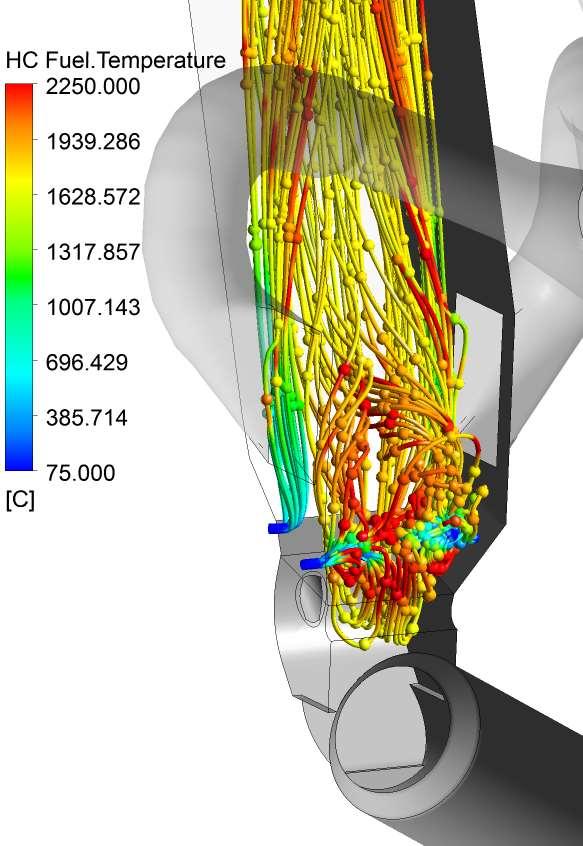 Thermal Efficiency Improvement in Calciner CFD analysis in the Calciner Distributions of Velocities, Temperature Concentrations of the reactant products and trajectories of coal particles