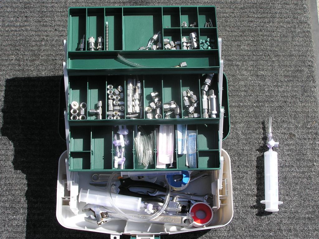 Beware of the Hardware 8 This picture shows the vast amount of tools and parts needed to collect soil gas samples in canisters for off-site