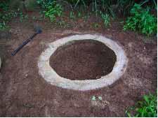 Dig down the pit inside the ring beam to 1m or more below surface and place soil around the ring It is best to lay the slab in some mortar placed on