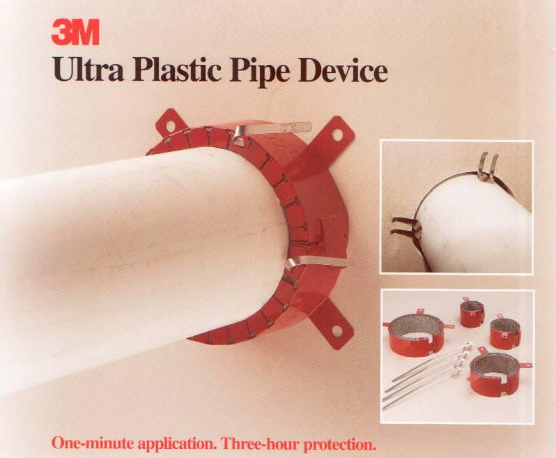 Fire Barrier Ultra Plastic Pipe Device - Ideal for new and retrofit installations - One piece metal collar assembly encasting 3M