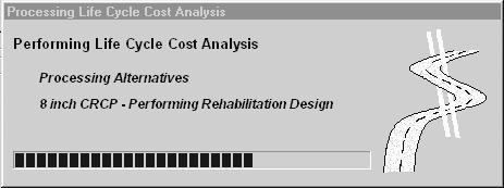 Illustration 9.25. Analysis Execution Progress Screen. The window provides the current status of the program to the user and, as shown in Illustration 9.
