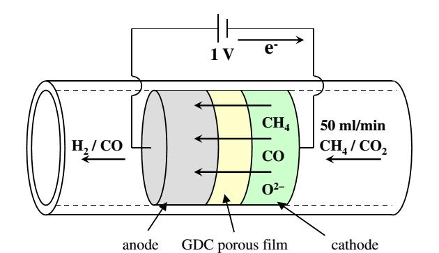 Reforming of Biogas with a porous GDC electrolyte SOEC CO 2 decomposition to CO +