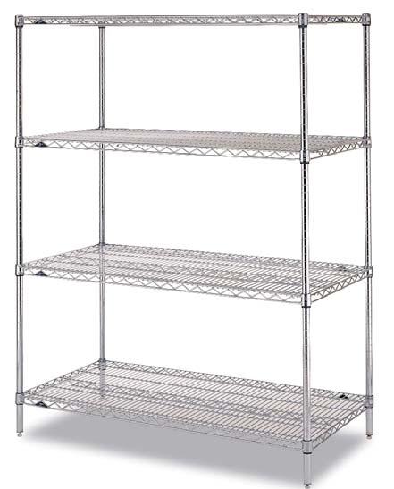 Shelving & Racking Solutions Zinc Chrome Racking - Olympic Zinc Chrome shelving & racking system Open wire design shelves allowing for the free circulation of air, improved visibility & light