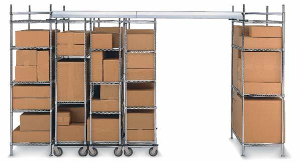 Shelving & Racking Solutions qwiktrack & Top-Track - High Density Storage (Polymer & Chrome) Increases the storage capacity of a given area by up to 50% compared to conventional freestanding shelving