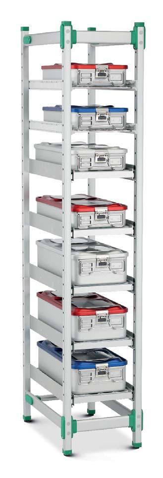 Shelving & Racking Solutions Sterile Container Storage Fully confi gurable freestanding modular racking suitable for the safe storage of sterile containers Compatible with both blue wrap & rigid