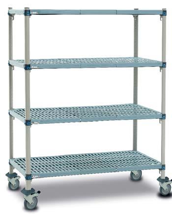 Shelving & Racking Solutions Polymer Racking - MetroMax Q Epoxy/polymer shelving & racking system Epoxy coated shelves & posts with a patented no tools shelf release mechanism, adjustable in 25mm