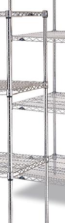 Shelving & Racking Solutions Chrome Racking - Super Erecta Chrome shelving & racking system Open wire design shelves allowing for the free circulation of air, improved visibility & light penetration