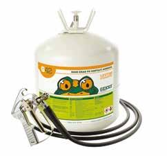 CANISTER Large 22ltr pressurised canister attached to a spray gun via a hose means the adhesive is ready to be applied immediately without set up, cleaning or using external power sources.