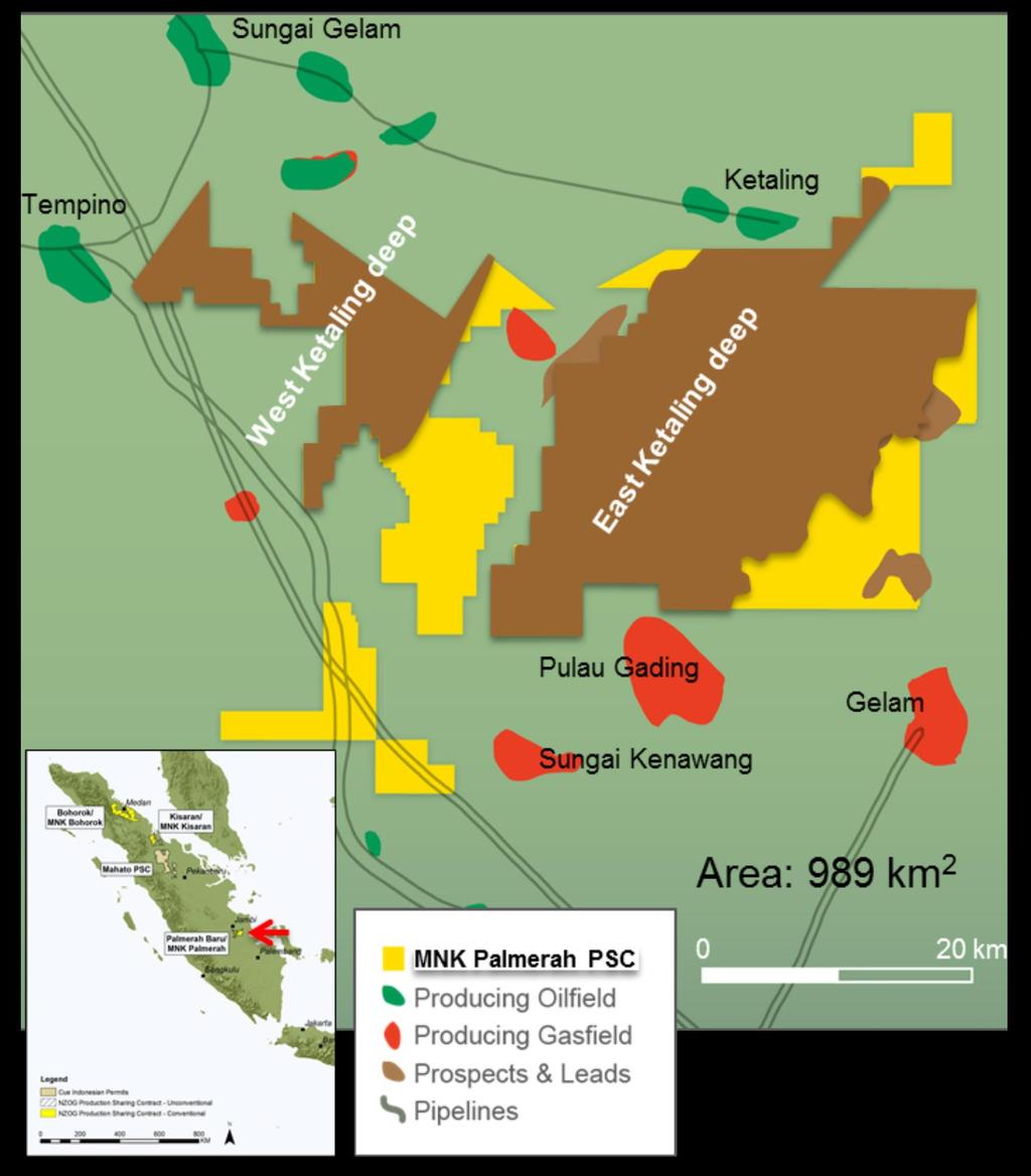 Unconventional MNK Palmerah PSC Lead 298 mmboe of Net, Unrisked Prospective Resources The MNK Palmerah PSC is located in the South Sumatra Basin, underlying the existing conventional Palmerah Baru