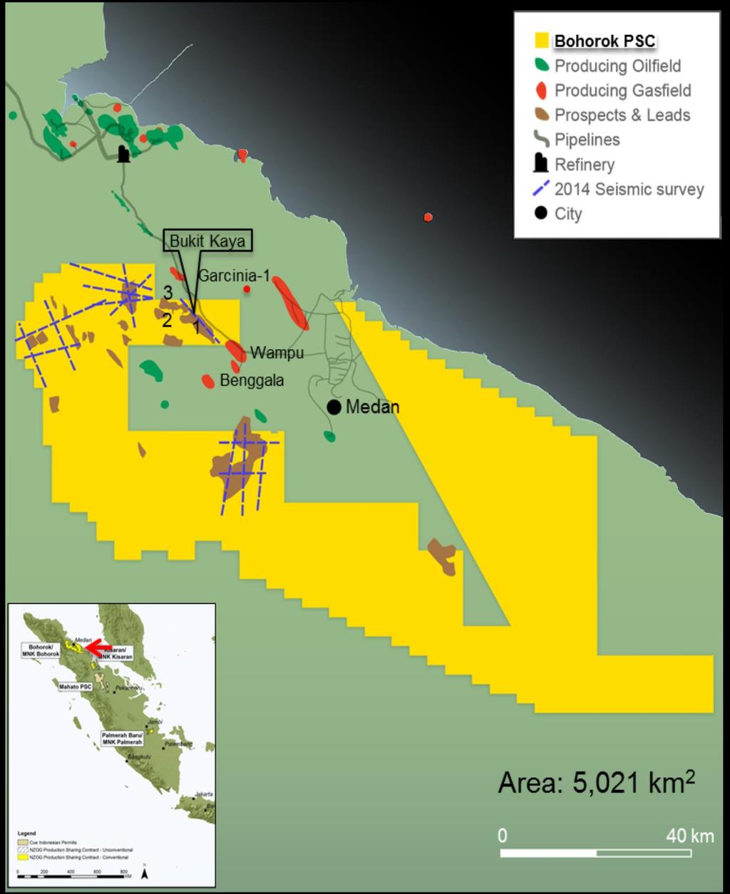 Conventional Borohok PSC Prospects 13.99 mmboe of Net, Unrisked Prospective Resources The Bohorok PSC is located onshore in the North Sumatra Basin, one of the most prolific basins in Indonesia.