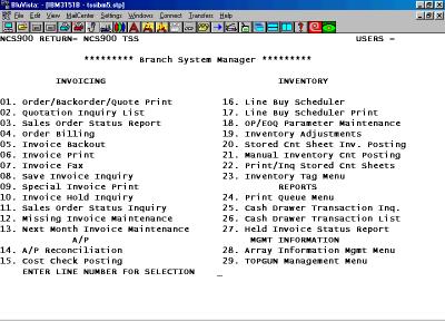A.I.M. Drill Down Counters (AIM102) 1. From the Array Master Menu, select 09 BRANCH SYSTEM MANAGER. 2. From the Branch System Manager Menu, select 28 Array INFORMATION MGMT MENU.